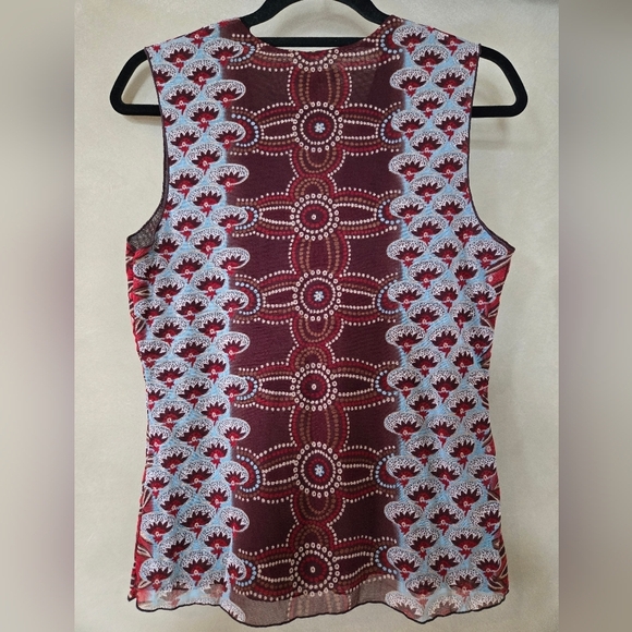 Tristan & Iseut | Red and Blue V-Neck Fitted Tank Top, Size L (Made Small) - Picture 3 of 7